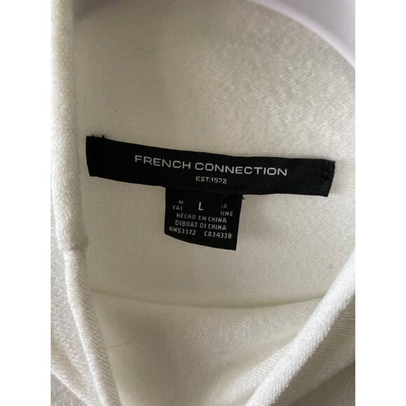 French Connection NWOT Mock Neck Sweater White w Black Stripe Large - Picture 2 of 6